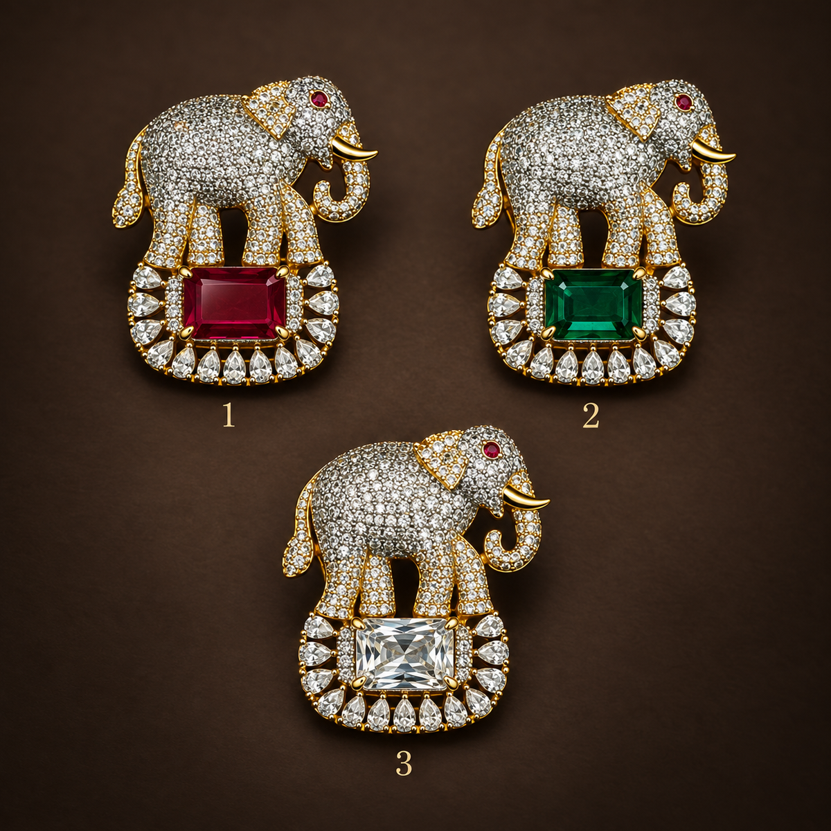 Green Elephant Brooch detail