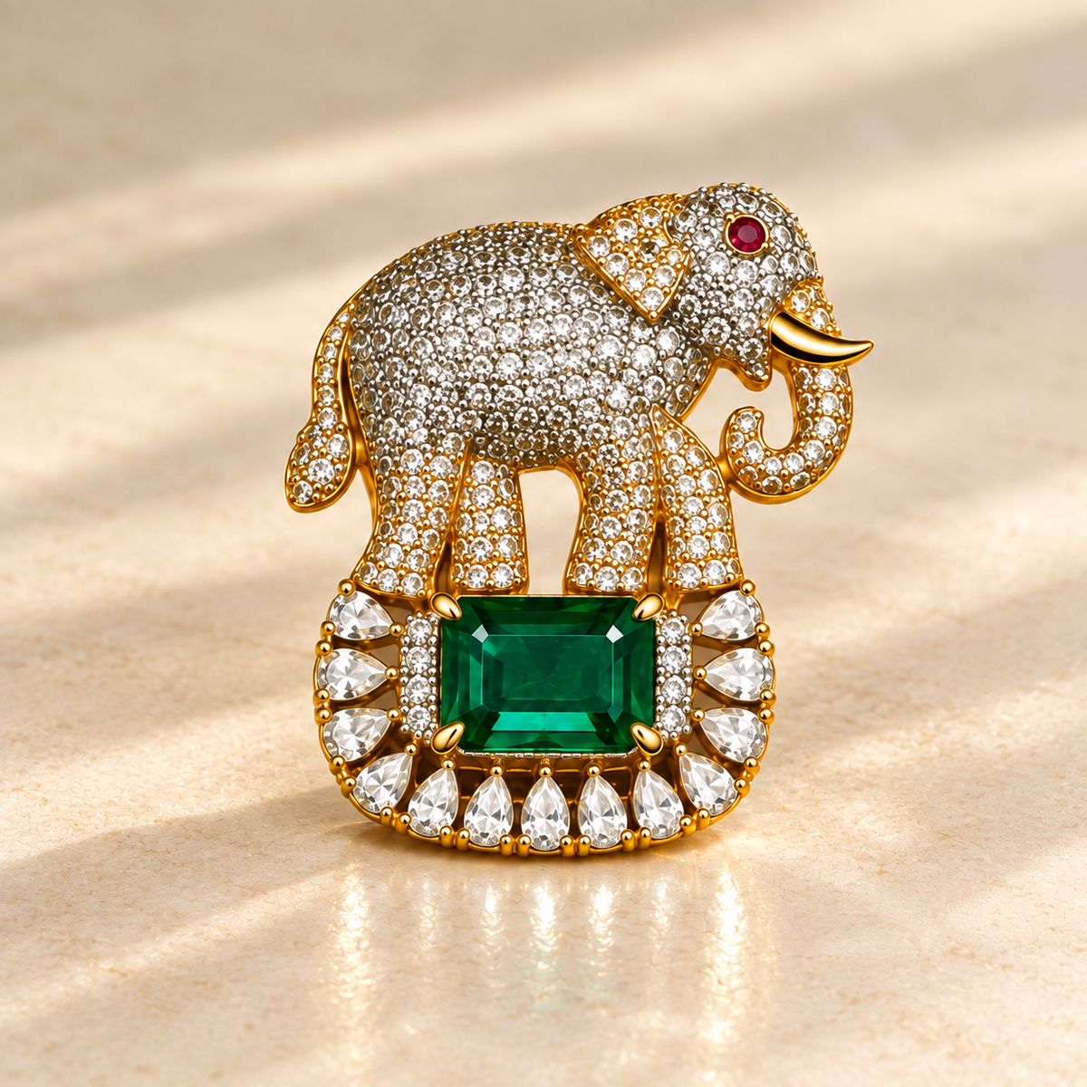 Green Elephant Brooch by JHIL
