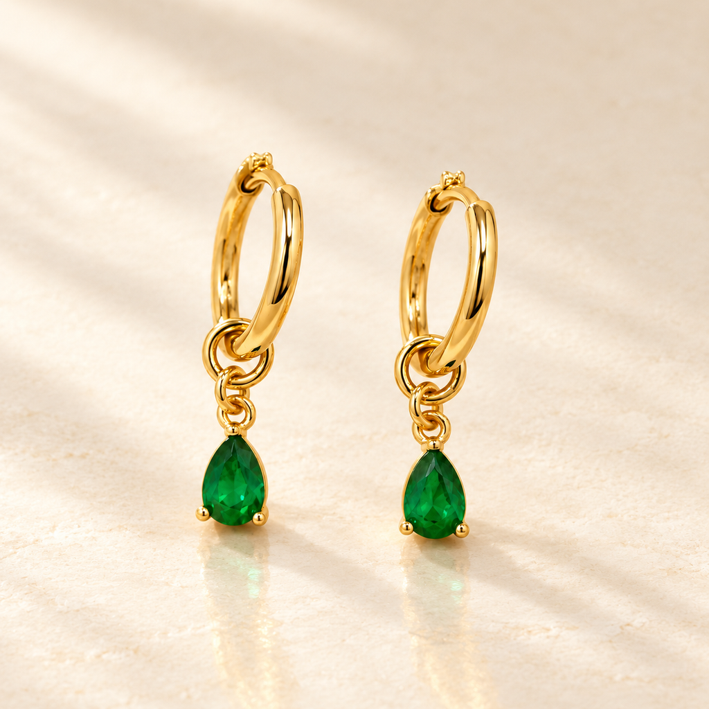 Green Drop Hoops by JHIL